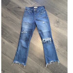 Madewell Cali Demi-Boot Jean Sz 23 Raw Hem, Distressed